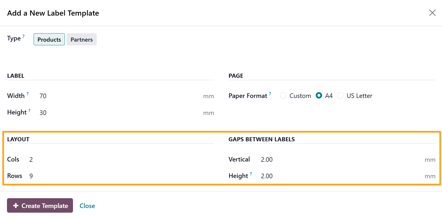 Odoo 19.0 Product Label Builder Start New Multi Layout Template